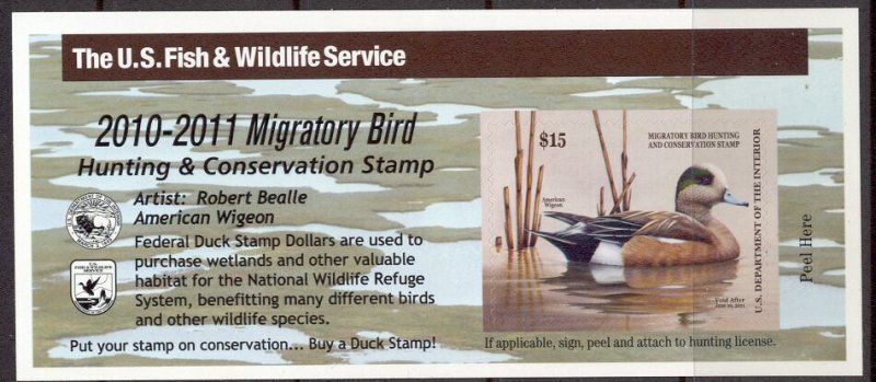 US Stamp #RW77A Self-Adhesive American Wigeon Drake On Water From A PRESS SHEET