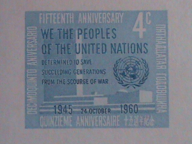 UNITED NATION STAMP 1960 SC#85   5TH ANNIVERSARY OF UNITED NATIONS S/S..