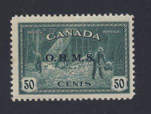 Canada 50c OHMS Stamp # O9-50c Lumbering MLH VF Guide Value = $220.00