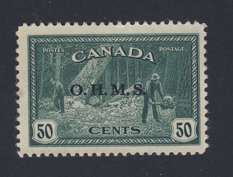 Canada 50c OHMS Stamp # O9-50c Lumbering MLH VF Guide Value = $220.00