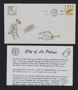 US #1614 City of La Palma Perfin First Day of Use July 4 1977 with Insert