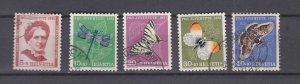 J48799 J LStamps 1951 switzerland set used #b207-11 insects