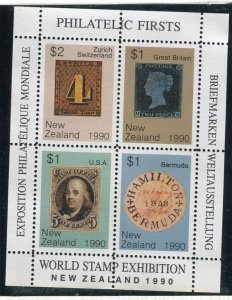 NEW ZEALAND; 1990 World Stamp Expo fine MINT SPECIAL SHEET