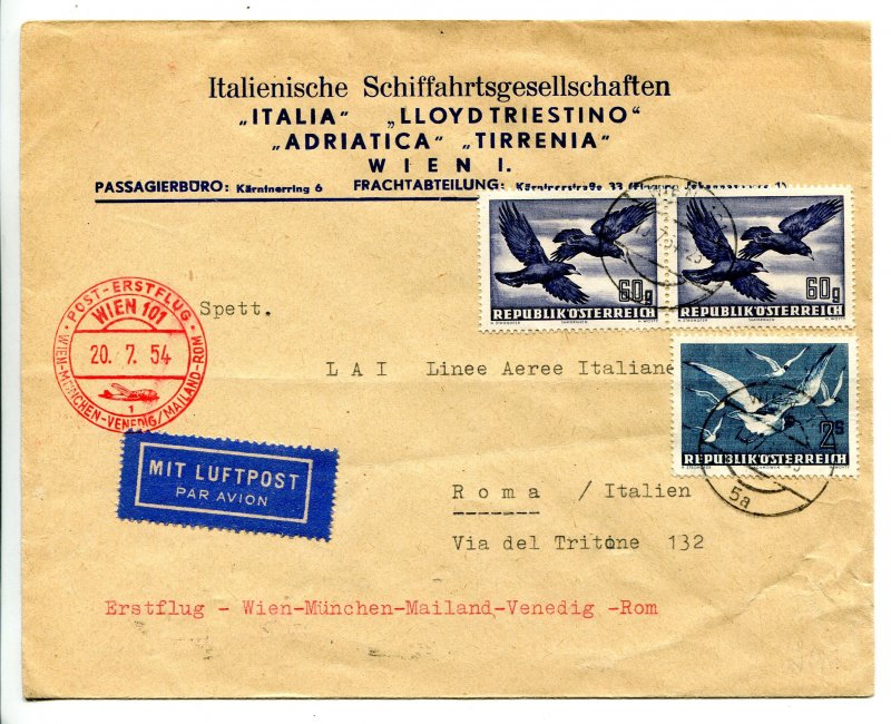 THE FIRST FLIGHT Vienna/Rome on 20.7.54