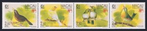 Macao 786-789a strip, MNH. Michel 814-817. SINGAPORE-1995. Birds.