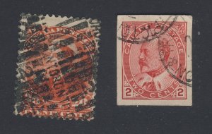 2x Canada Used Stamps; #46 -20c Widow Weed F #90a 2c Imp Edward VII VF GV=$75.00