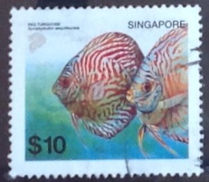 SINGAPORE 2001 TROPICAL FISH $10 SG1140  USED