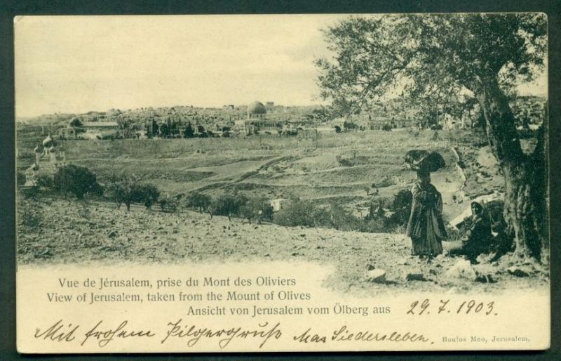 GERMAN COLONIES Offices in Turkey 1903, 20p postcard tied JERUSALEM to BERNBURG