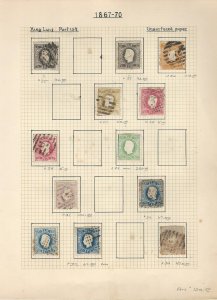 Portugal Specialty Stamp Collection 1867-70, #25-33 Cancels, Varieties