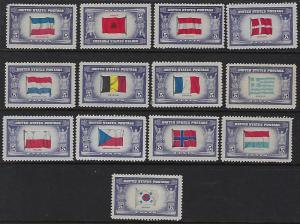 909 21 Catalog # Overrun Country Issues Set of 13 Single Stamps World War Two