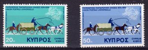 Cyprus 1974 Sc#434/435 UPU CENTENARY-HORSES Set (2) MNH