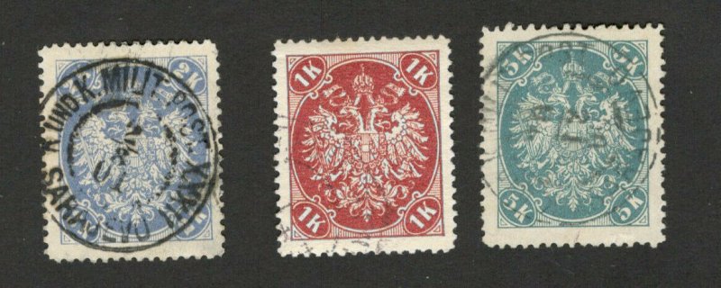 BOSNIA-AUSTRIA - 3 USED OLD STAMPS - 1900/1901.