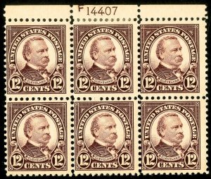 US Stamps # 564 F+ 5NH 1LH Plate Block Of 6