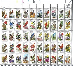 State Birds and Flowers Full Sheet of Fifty 20 Cent Stamps Scott 1953-2002