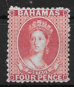 BAHAMAS SG28 1863-77 4d BROWNISH-ROSE MTD MINT (p)