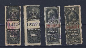 4x Canada Revenue W&M Used Stamps #FWM26-28-41-44 Guide Value = $45.00