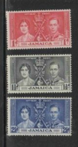 JAMAICA #113-115 1937 CORONATION ISSUE MINT F-VF LH O.G C