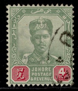 MALAYSIA - Johore QV SG42, 4c green & carmine, USED.