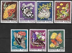 Hungary  #2312-2319 Topical Butterflies 1974 canceled