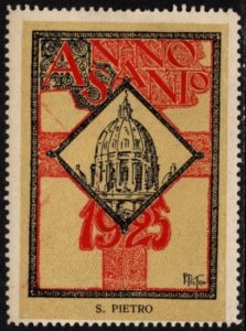 1925 Italy Poster Stamp Holy Year Ordinary Jubilee Comm Saint Peter's Ba...