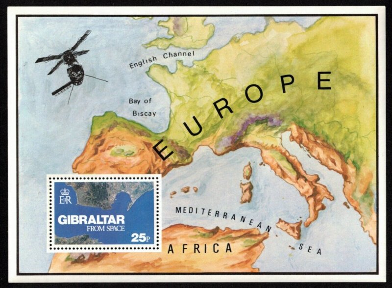 GIBRALTAR SC#364 VIEW FROM SPACE M/S (1978) MNH