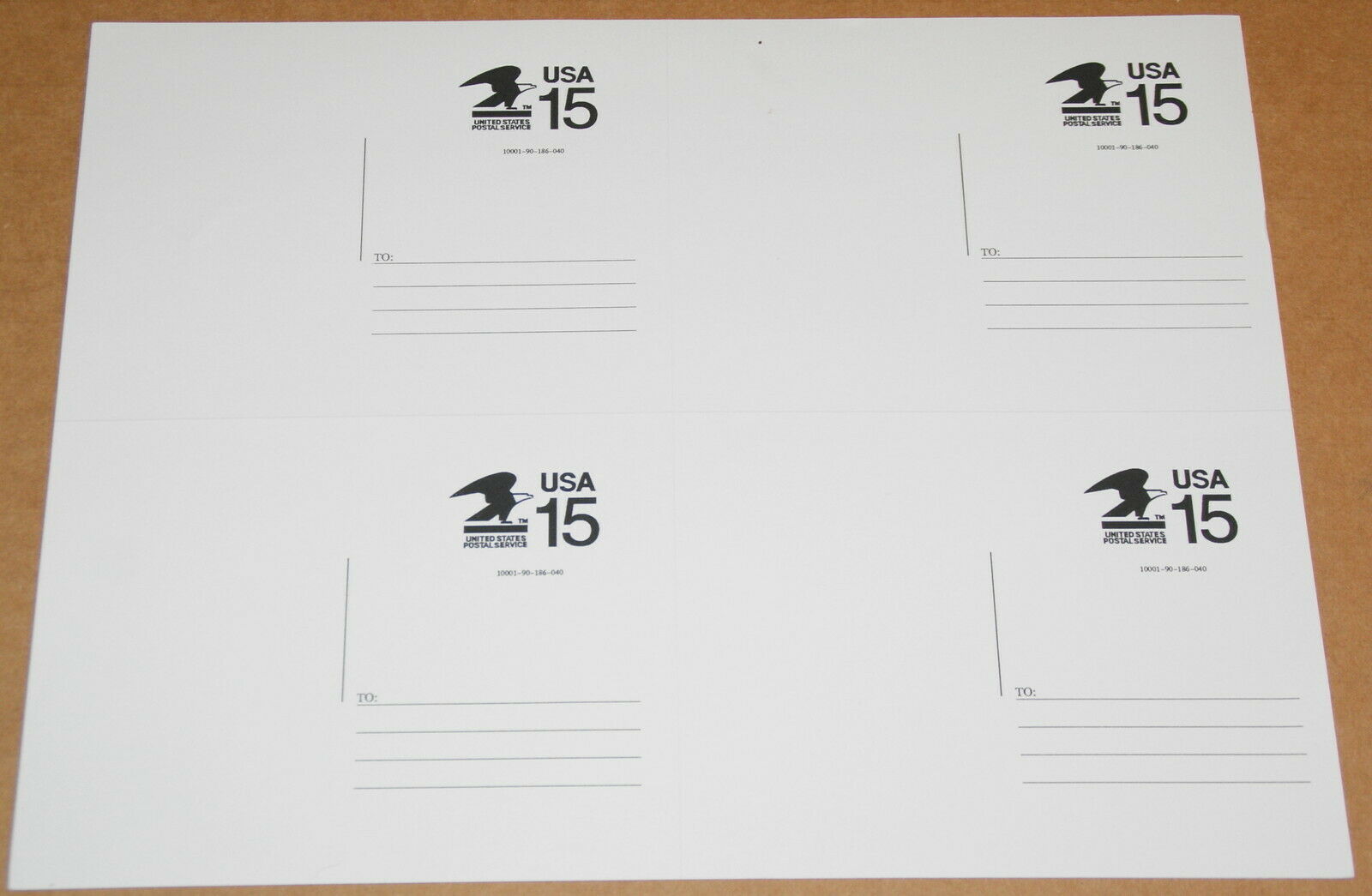 1990 Sheet Of 4 Postal Buddy Cards CVUX1 SCV 24 United States Stamp