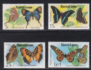 Sierra Leone # 447-450, Butterflies, NH, 1/2 Cat.