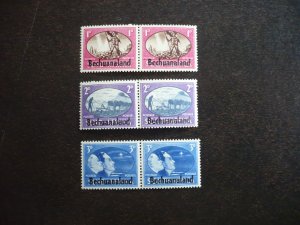 Stamps - Bechuanaland - Scott# 137-139 - Mint Hinged Set of 3 Pairs of Stamps