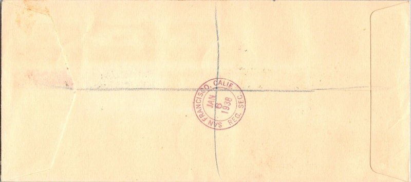1937 New Zealand Auckland Airmail First Flight Cover FFC to USA CA San Francisco