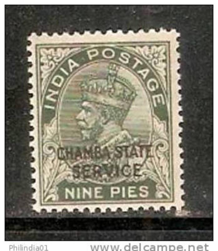 India Convention States -  CHAMBA 1932 9pies KG V SERVICE SG - O50 / Sc O38 S...