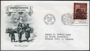 United Nations SC#15 3¢ Protection for Refugees FDC (1953) Addressed