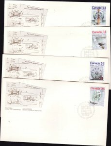 Canada-Sc#1099-1102-stamp on 4 FDCs-Science & Technology-1986-