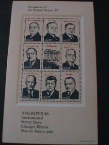 ​UNITED STATES-SC#2219 AMERIPEX'86 INTEL. STAMP SHOW-U.S PRESIDENTS-IV MNH