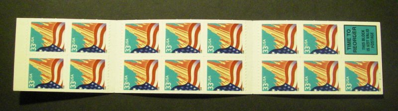 BK275, Scott 3278a, b, & c, 33c Flag over City, #V1121, Complete booklet, MNH