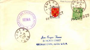 Togo France 1F Poitou Arms and 5F Marianne 1956 Lome R.P. Togo Paquebot Hoski...