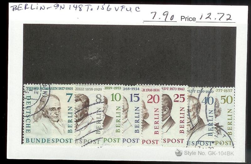 GERMANY BERLIN Sc#9N148-156 USED SET