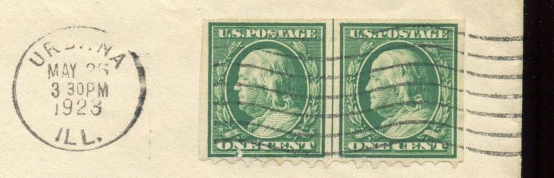 343/383 Perkins Private Perf Coil Line Pair of 2 Stamps on COVER (343 Perkin 2)