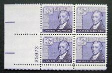 SCOTT # 1105 JAMES MONROE PLATE BLOCK MINT NEVER HINGED GEM !!