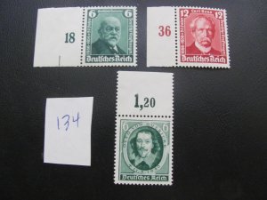 Germany 1936 MNH SC 470-72 SET XF 17 EUROS (134)