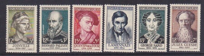 France B312-17 MNH 1957 Famous Portraits Full Set of 6 Very Fine Scv $21.00