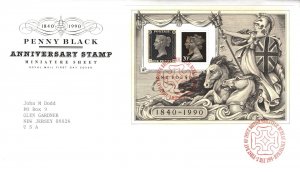 FIRST DAY COVER GREAT BRITAIN 150th ANNIVERSARY OF THE PENNY BLACK SO/SHEET 1990