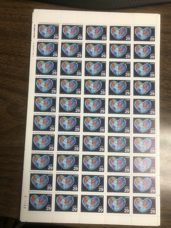 2535A .29 Love Earth. Large Holes perf 11. MNH Sheet Of 50. Very Tough To Find.