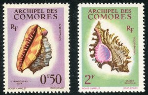 Comoro Islands Scott 48,50 MF-VFNHOG - 1962 Sea Shells - SCV $4.15