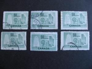 Canada Sc 334 textile used 5 off centre and one large extra wide misperfed error