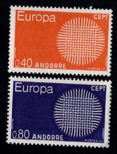 Andorre  (French) Andorra Scott 196-197 MNH** Europa 1970 CEPT one faulty