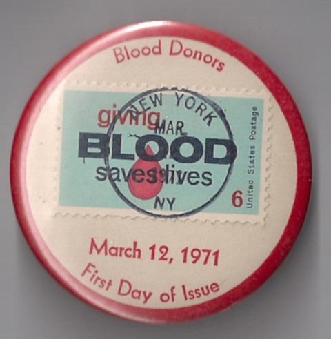 #1425 6c Blood Donation FIRST DAY BUTTON please read below