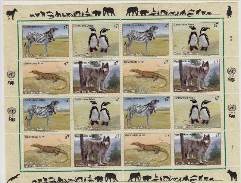 UN VIENNA MNH Scott # 6 different Endangered Species Sheets (96 Stamps)