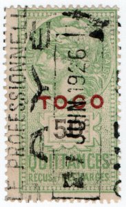 (I.B) France Colonial Revenue : Togo Receipt 50c