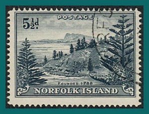 Norfolk Island 1947 Ball Bay, 5.5d used  #8,SG8