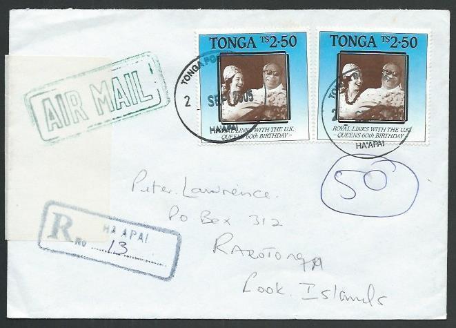 TONGA TO COOK IS 2005 Registered ex Ha'apai Returned to Sender.............64403